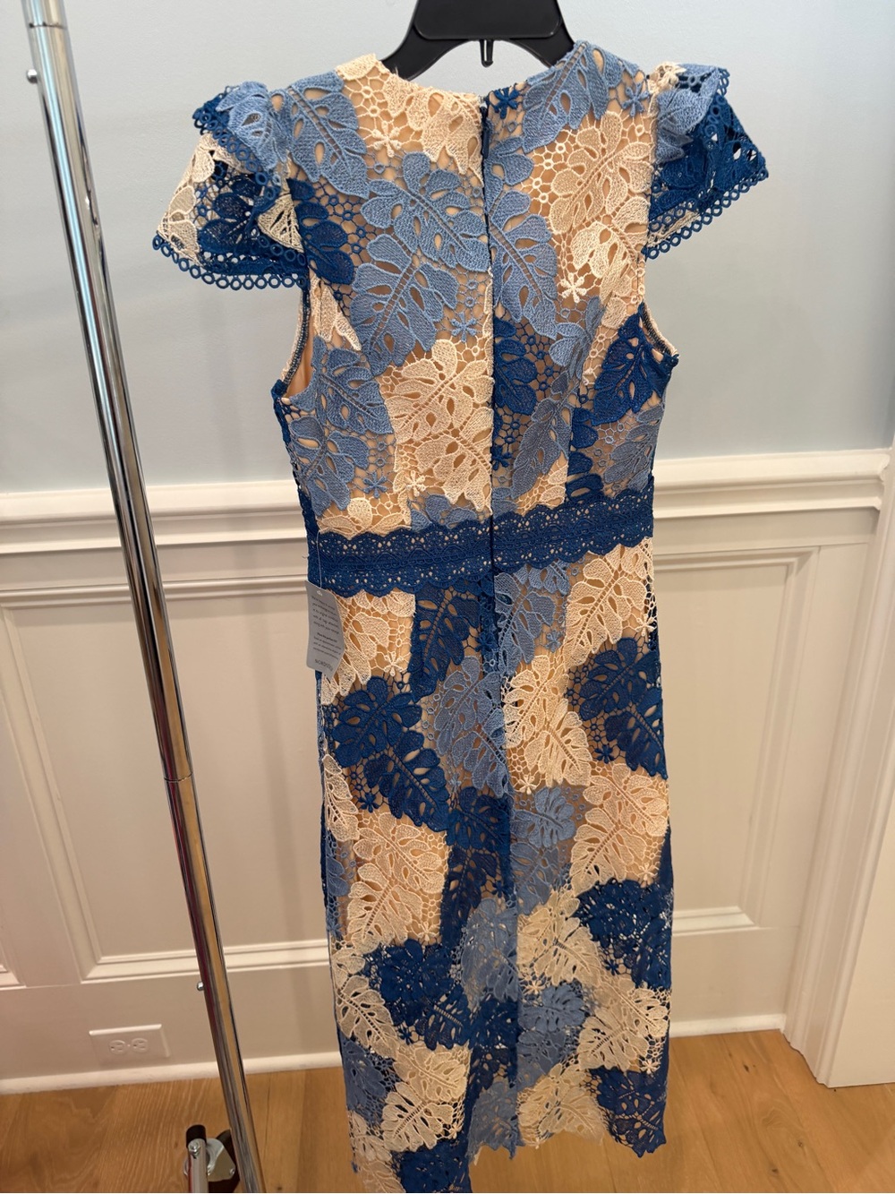 Adelyn Rae Blue and Cream Lace Midi Dress size XS NWT - Picture 13 of 16